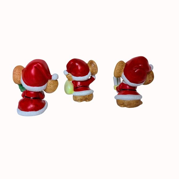 Homco Christmas Mouse Figurines Set Of 3 Anthropomorphic VTG Retro Holiday Decor - Picture 6 of 15